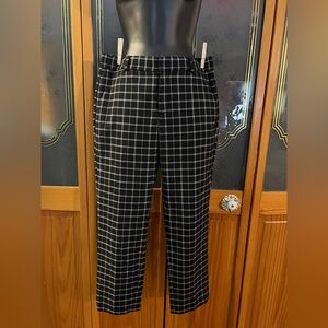 Banana Republic Black Plaid Pants | Size 4P | Hook & Button Closure